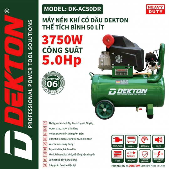 Máy Nén Khí Có Dầu Dekton DK-AC50DR