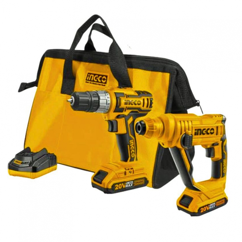 Bộ combo máy khoan & máy khoan bê tông dùng Pin 20V INGCO CKLI2008