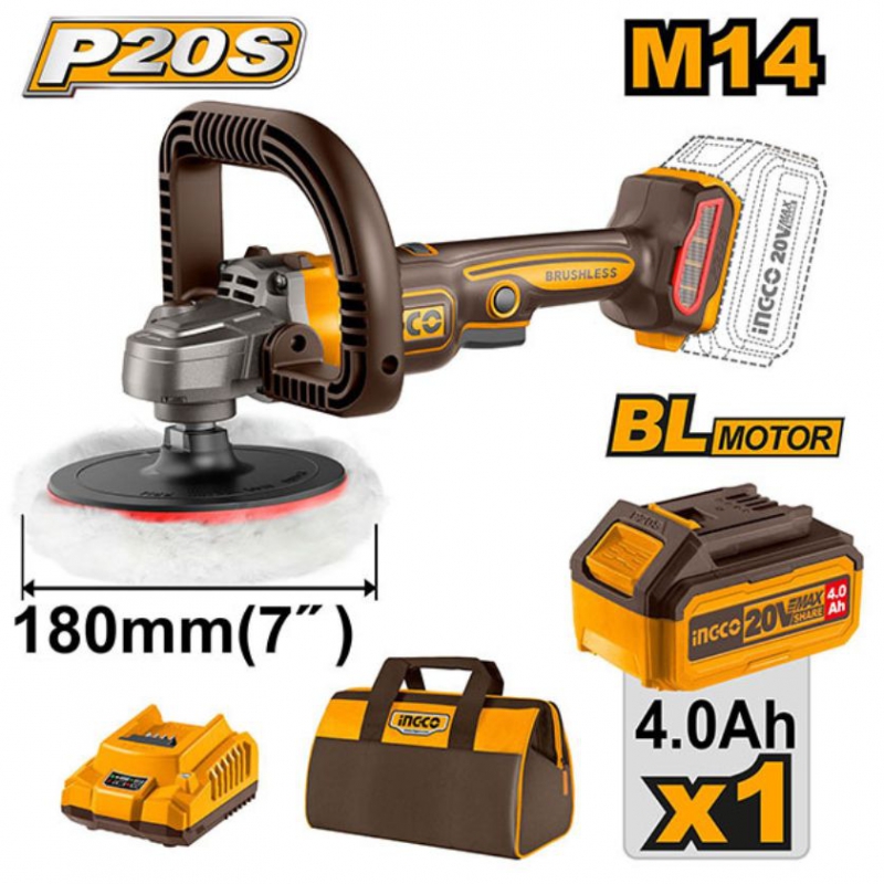 Máy đánh bóng dùng pin 20V- 180mm INGCO APLI20181