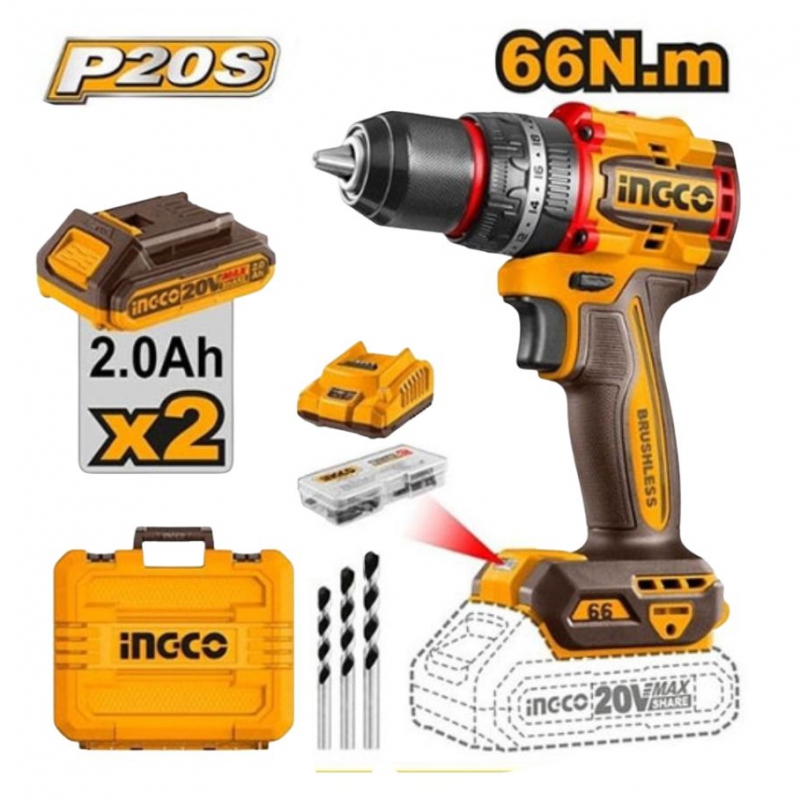 Máy khoan búa dùng pin 20V-66Nm INGCO CIDLI20668