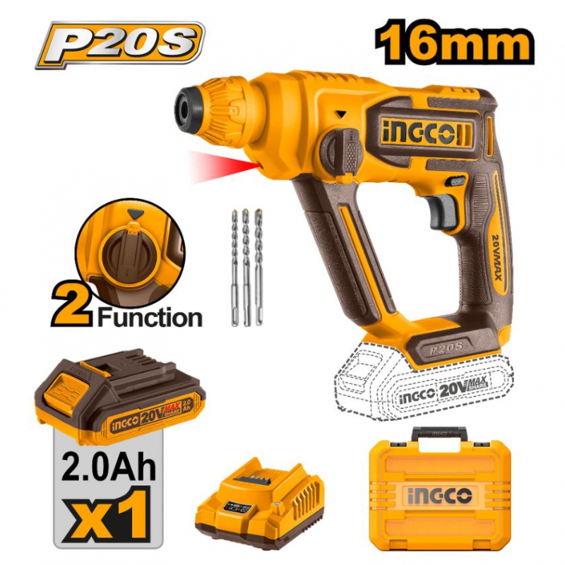 Máy khoan đục dùng pin 20V- 16mm INGCO CRHLI201681