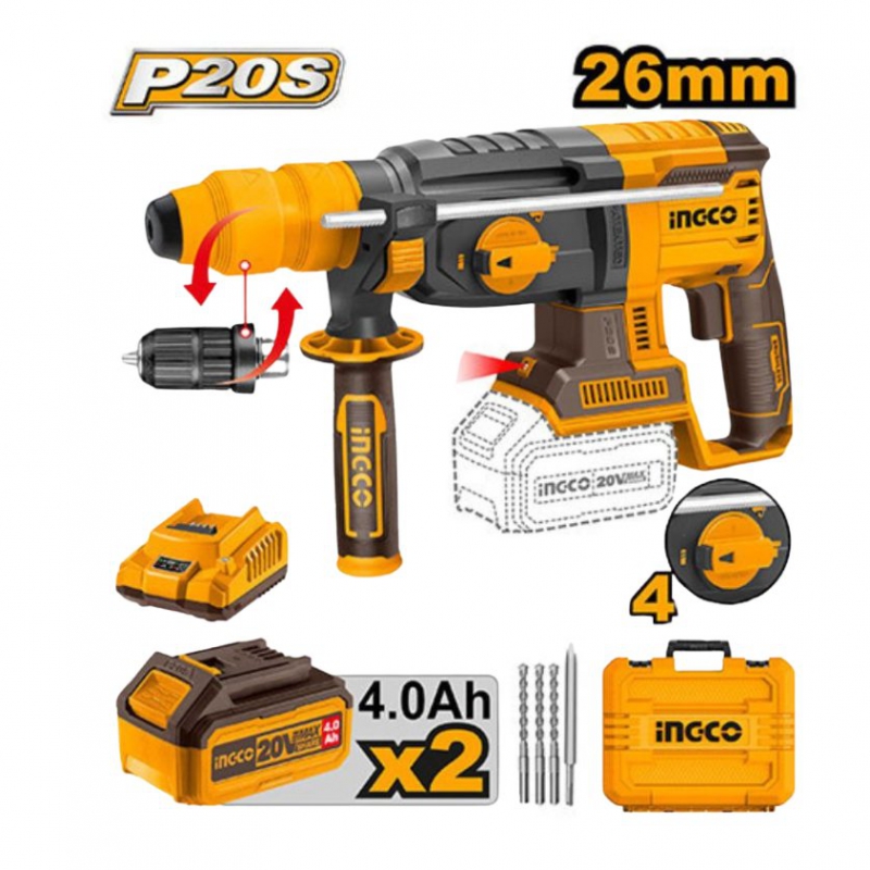 Máy khoan đục dùng pin 20V- 26mm INGCO CRHLI202289