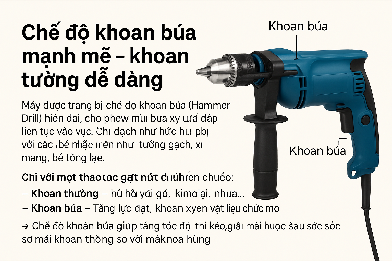 Máy có chế độ khoan búa không?