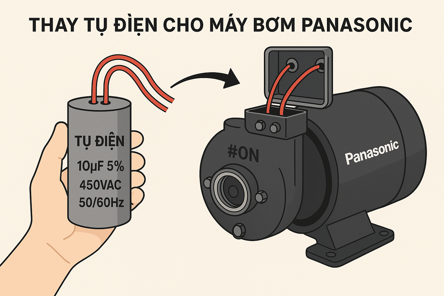 Có thể tự thay tụ điện cho máy bơm Panasonic không?