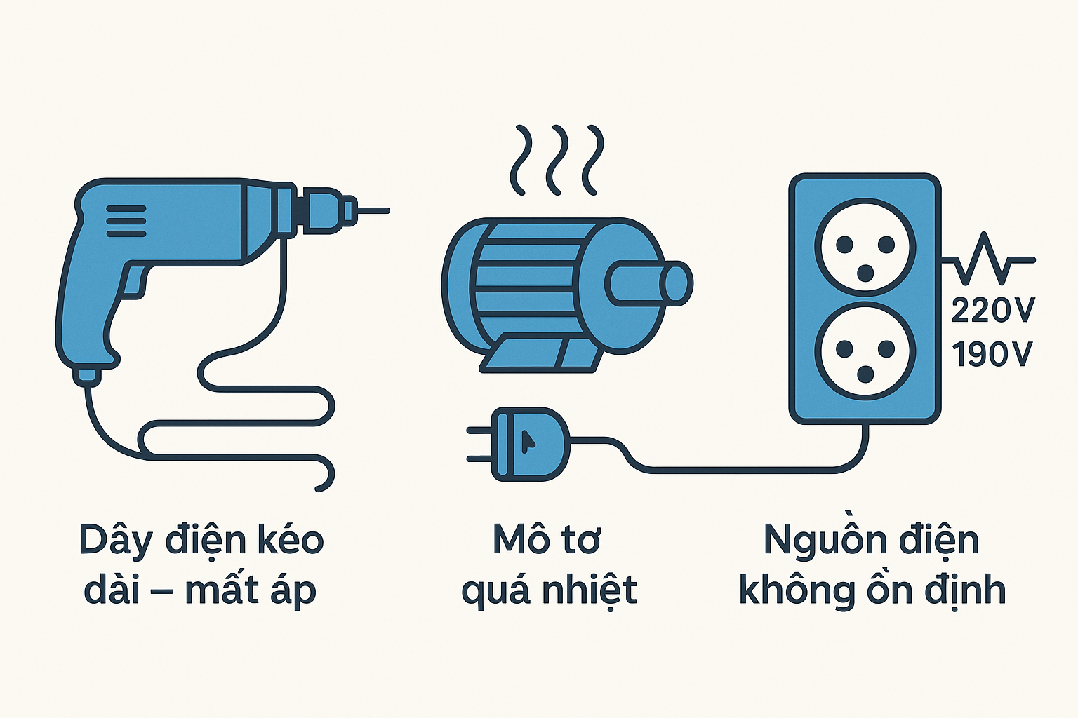 Máy có bị sụt áp khi dùng lâu không?