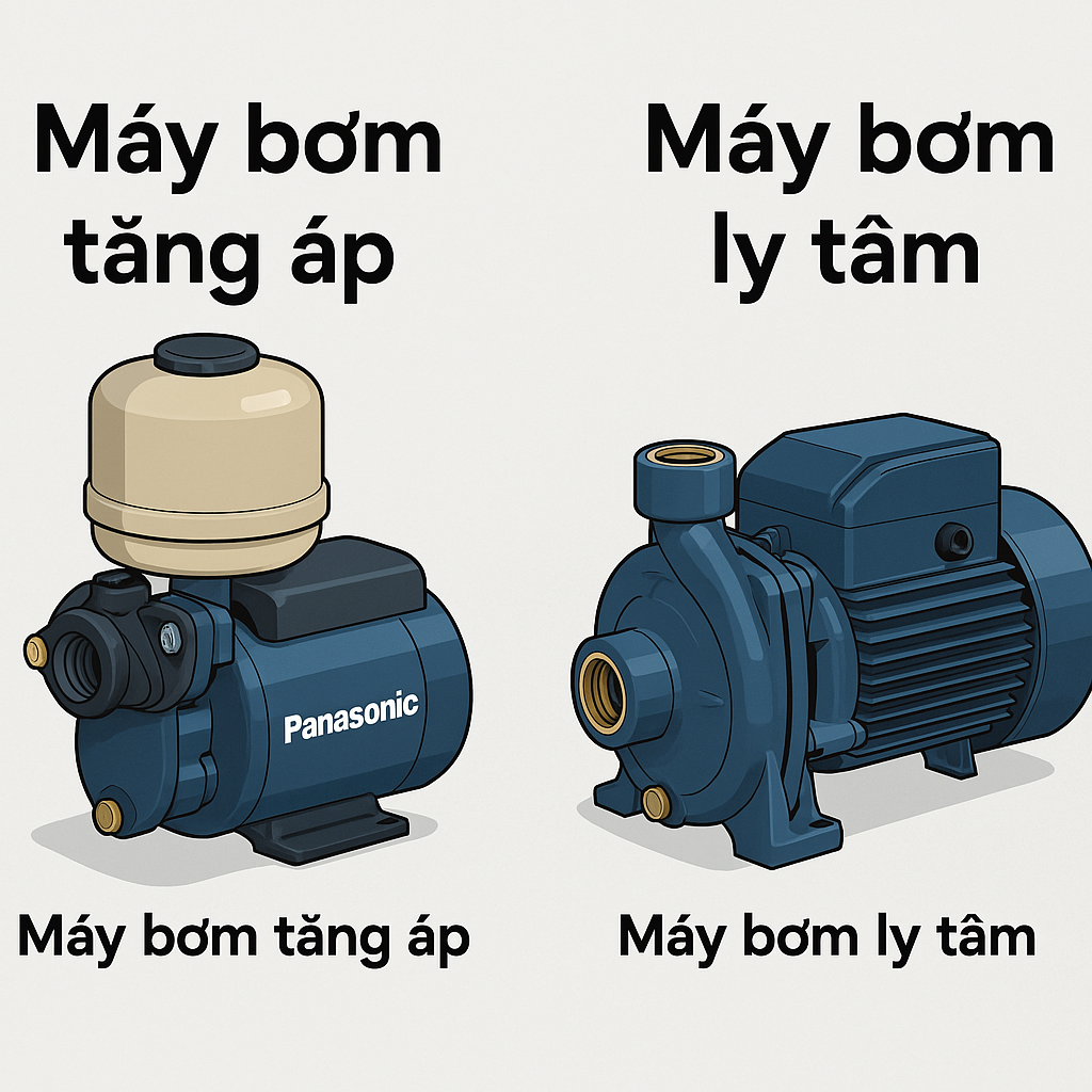 Máy bơm tăng áp Panasonic khác gì với máy bơm ly tâm?