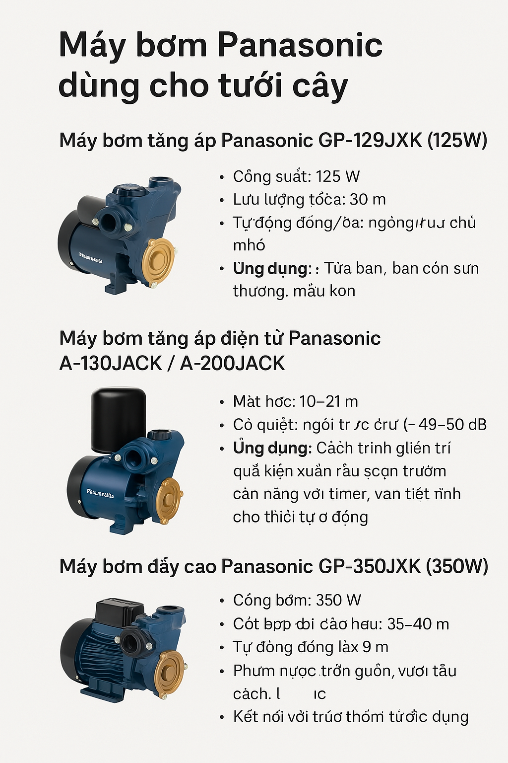 Máy bơm Panasonic có dùng được cho hệ thống tưới cây không?