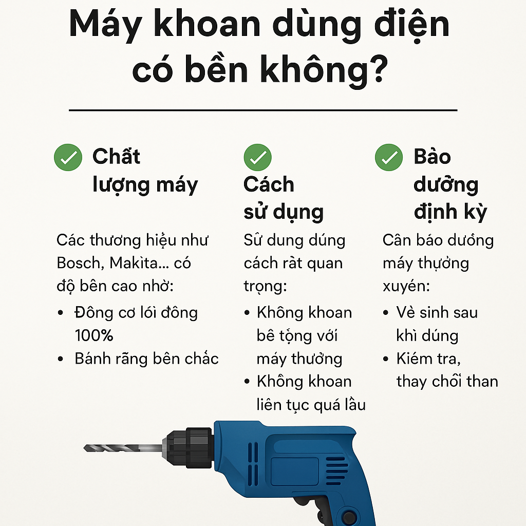 Máy khoan dùng điện có bền không?
