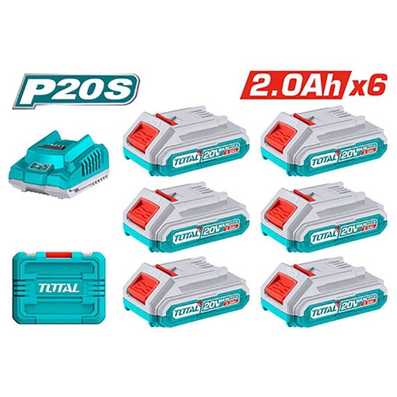 Bộ 6 Pin 20V 2.0Ah Và Sạc Total TFBCLI20611