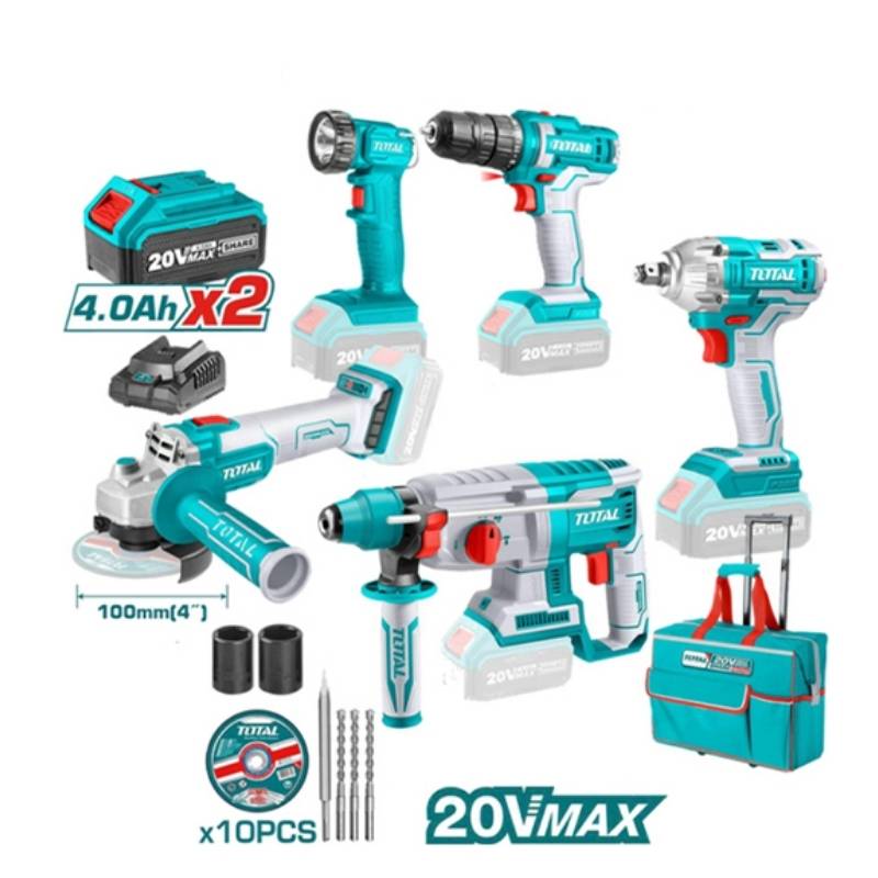 Bộ combo 5 máy dụng cụ dùng pin 20V ngành xây dựng Total TCKLI2018
