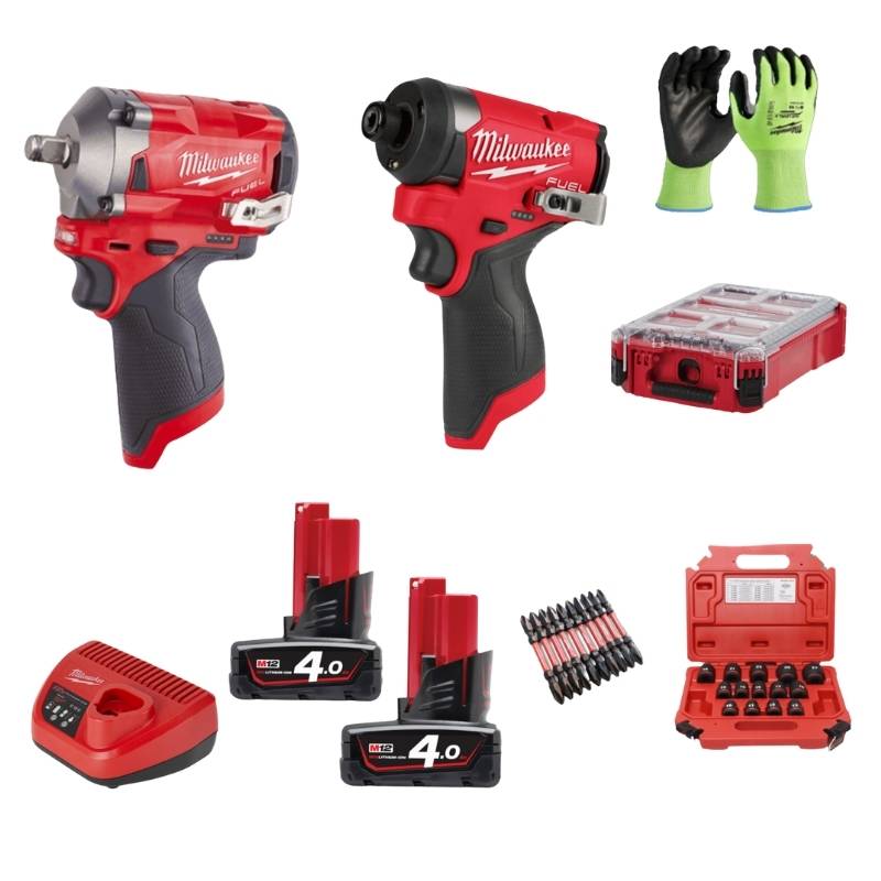 Combo 1 máy siết bu lông M12 FIWF12 & vặn vít M12 FID2 pin Milwaukee