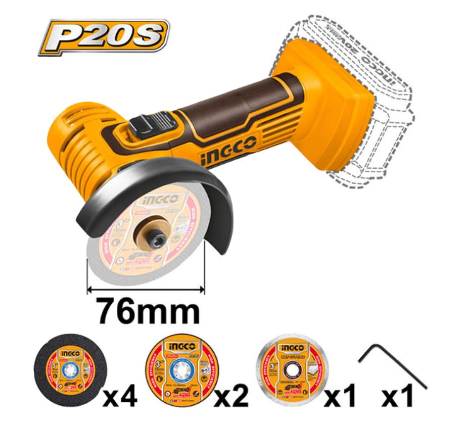 Máy cắt mài mini dùng pin 20V (không kèm pin và sạc) INGCO CAGLI7601