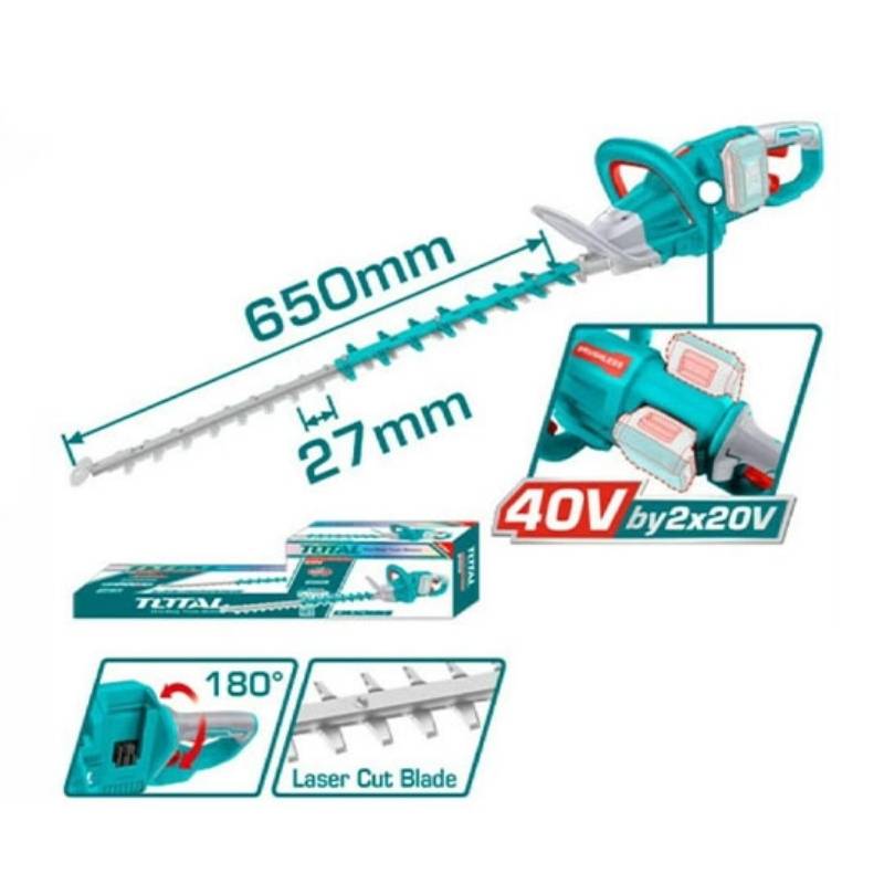 Máy cắt tỉa hàng rào dùng pin 2x20V Total THTLI40028 (Chưa Pin & Sạc)