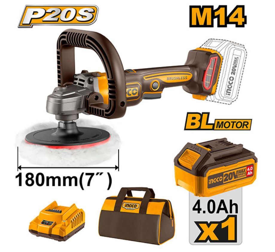 Máy đánh bóng dùng pin 20V- 180mm INGCO APLI20181