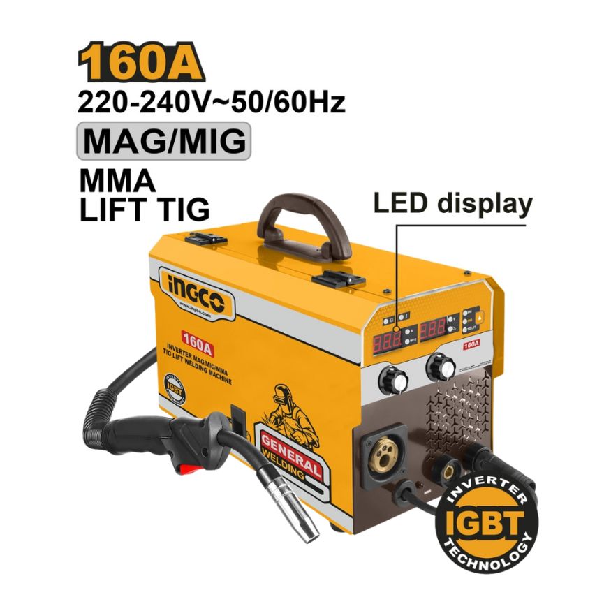 Máy hàn điện tử MAG/MIG/MM A/TIG 160A INGCO ING-MGT1601