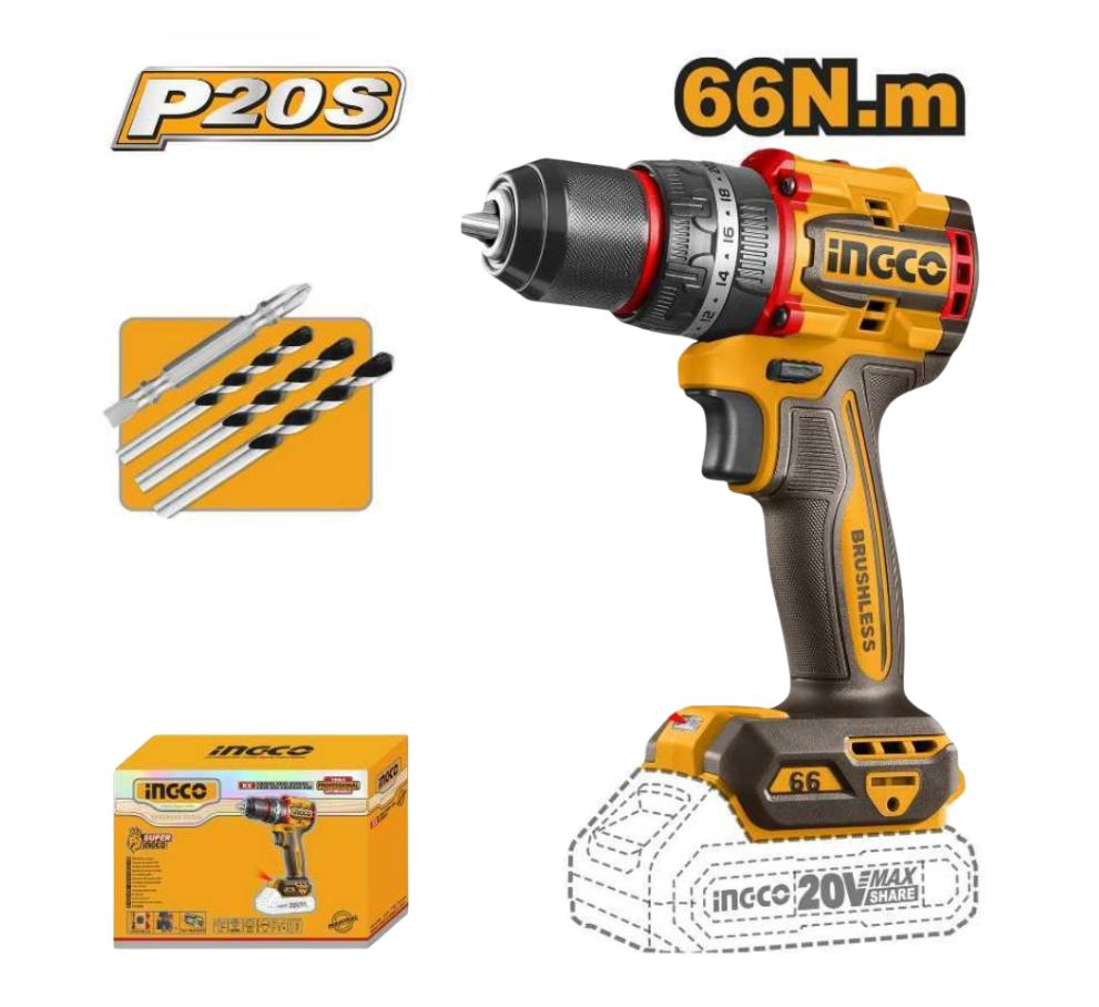 Máy khoan búa dùng pin 20V- 66Nm (không kèm pin và sạc) INGCO CIDLI206681