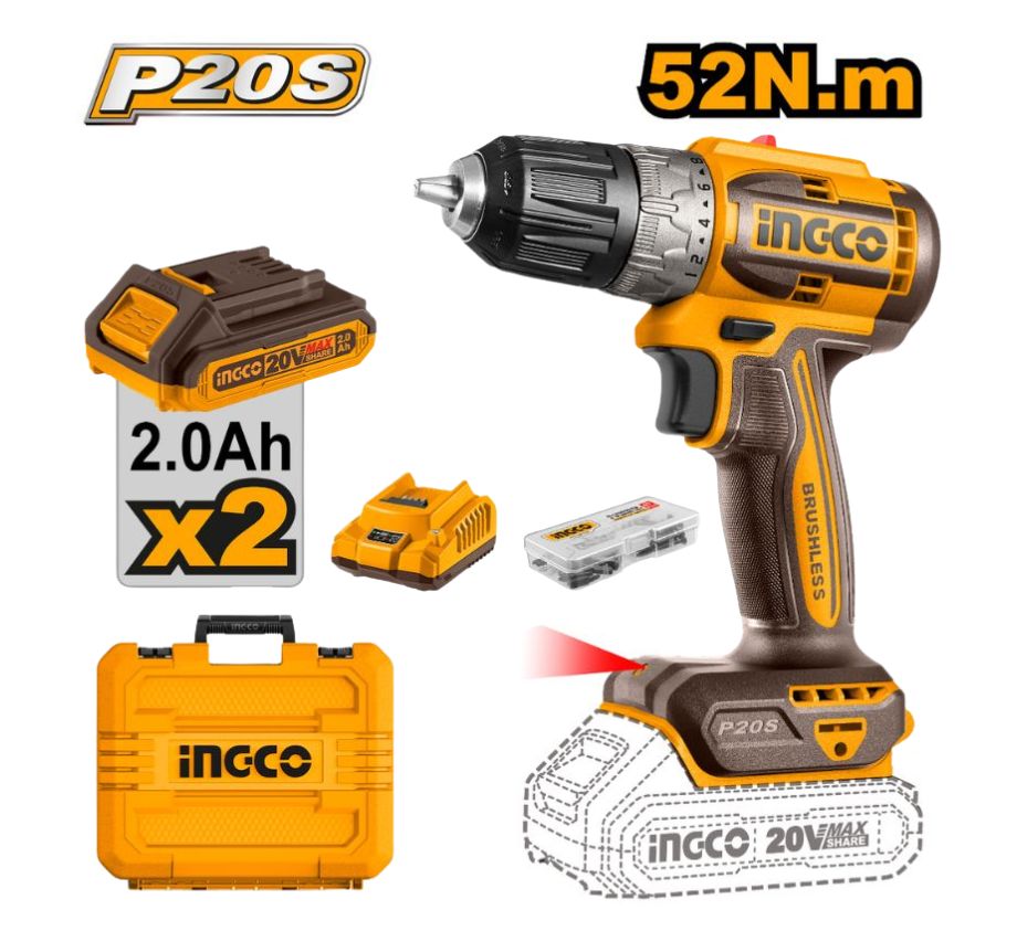 Máy khoan dùng pin 20V-52Nm INGCO CDLI20453