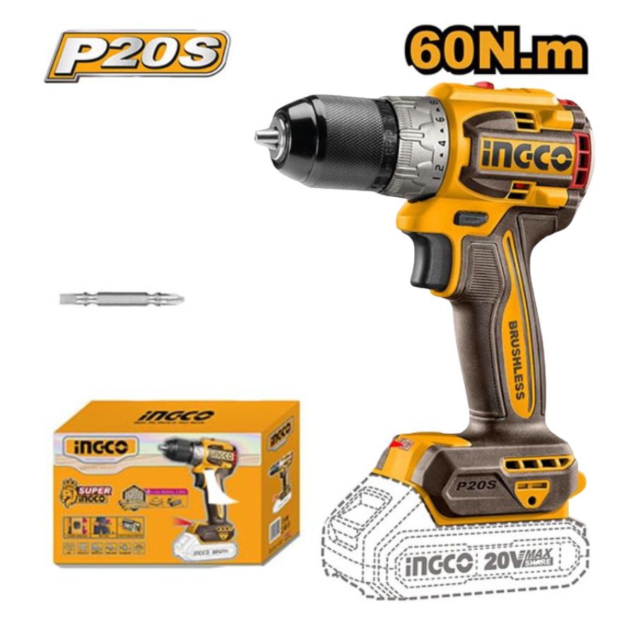 Máy khoan dùng pin 20V- 60Nm (không kèm pin và sạc) INGCO CDLI206021